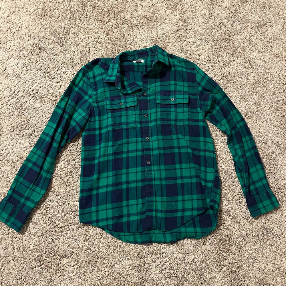 Old Navy Men's flannel shirt - Green & blue check / M